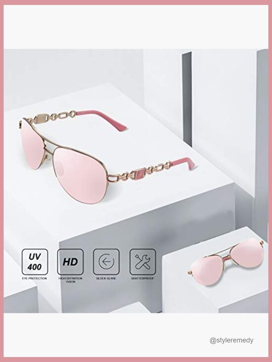 Metal Frame Aviator Sunglasses UV400 Mirrored Lens main image 5